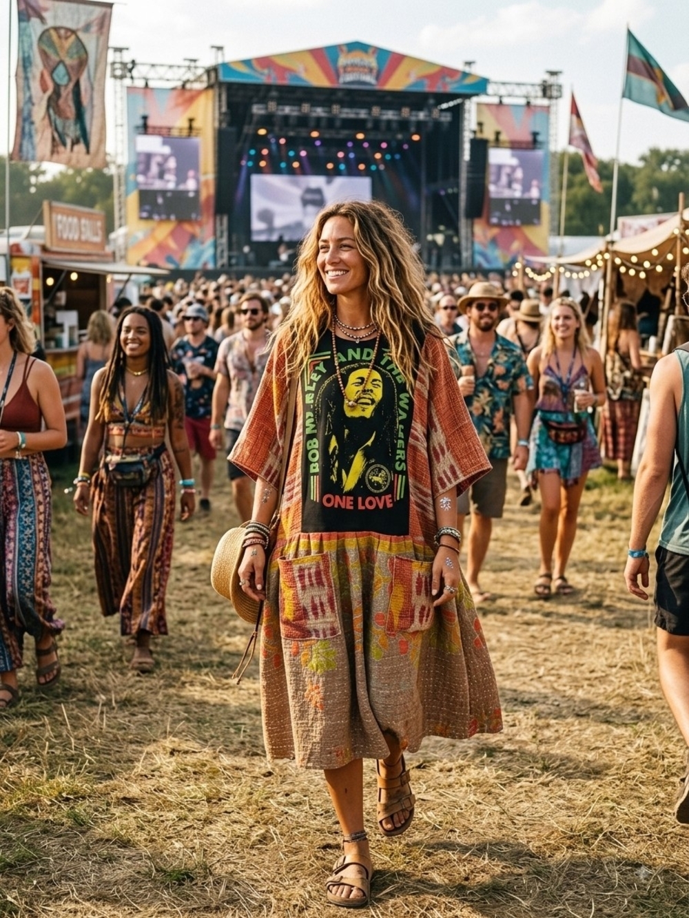 OOAK BOB MARLEY ONE LOVE JANTHA DRESS MED-3X
